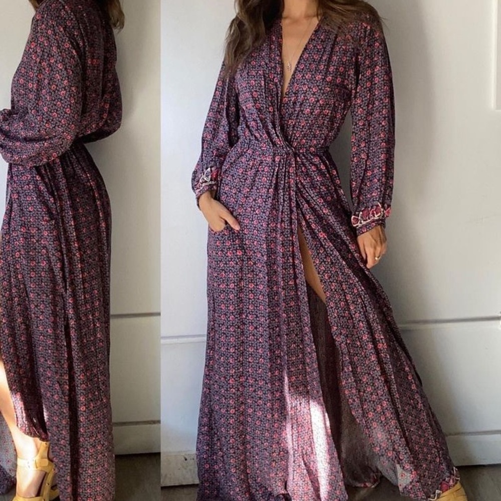 Natalie Martin Ethnic Dress Plunging Deep V Wrap